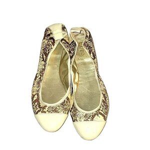 Enzo Angiolini Snake‎ Print Beige & Brown Ballet Flats Size 7,5  Leather Upper